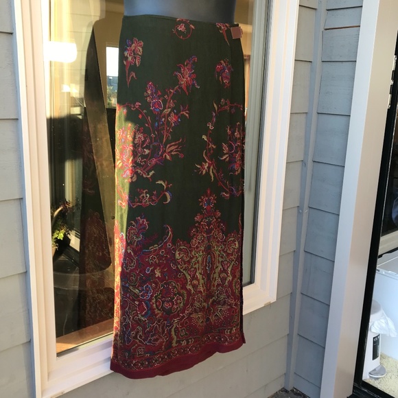 Lauren Ralph Lauren very long wrap skirt paisley, 14 - Picture 1 of 7